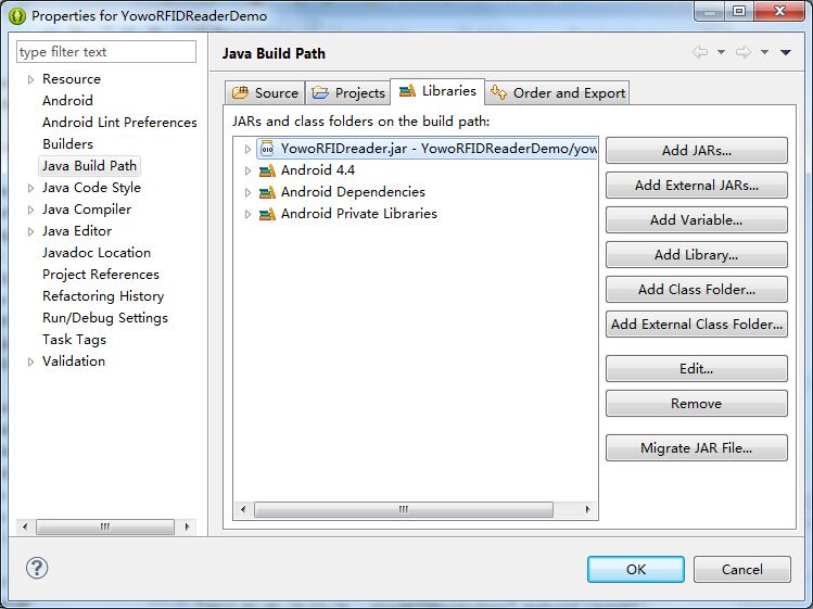 導入yoworfidreader.jar